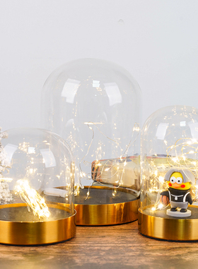 永生花玻璃罩金属卡扣EVA灯串底手办玫瑰积木花应援棒防尘展示盒