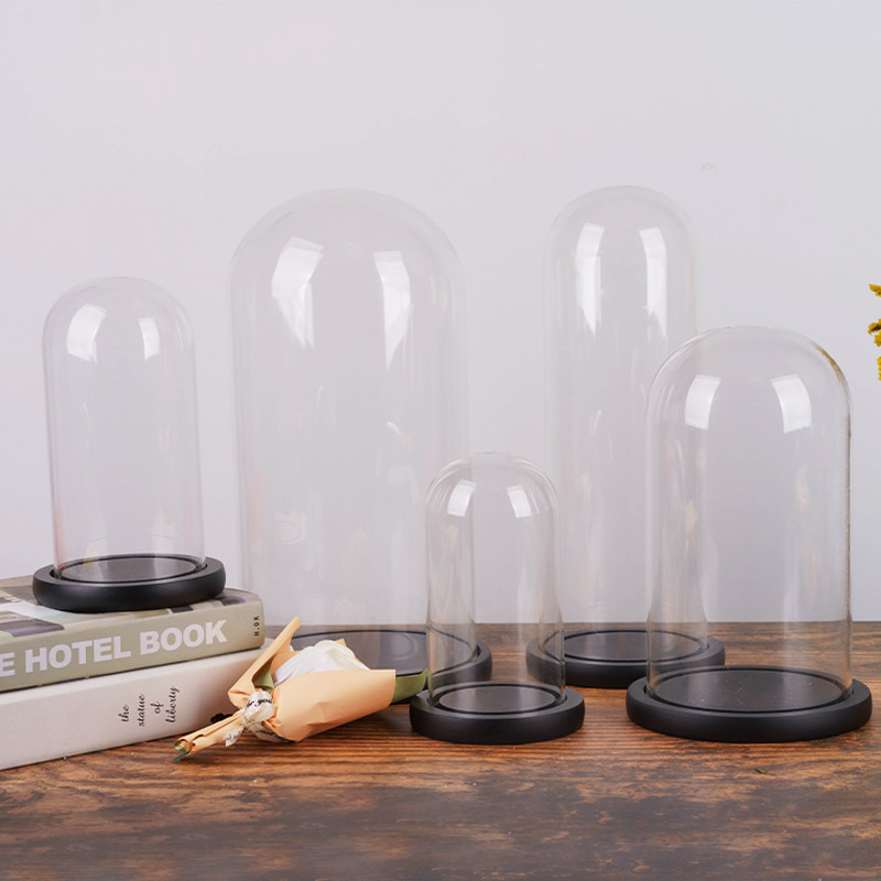 促销新款摆放花玻璃罩透明展示盒人偶圣诞树积木手模桌面摆件手办