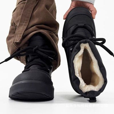 男鞋2025新款棉鞋冬季加绒高帮鞋厚底老爹鞋超火增高鞋男士马丁靴