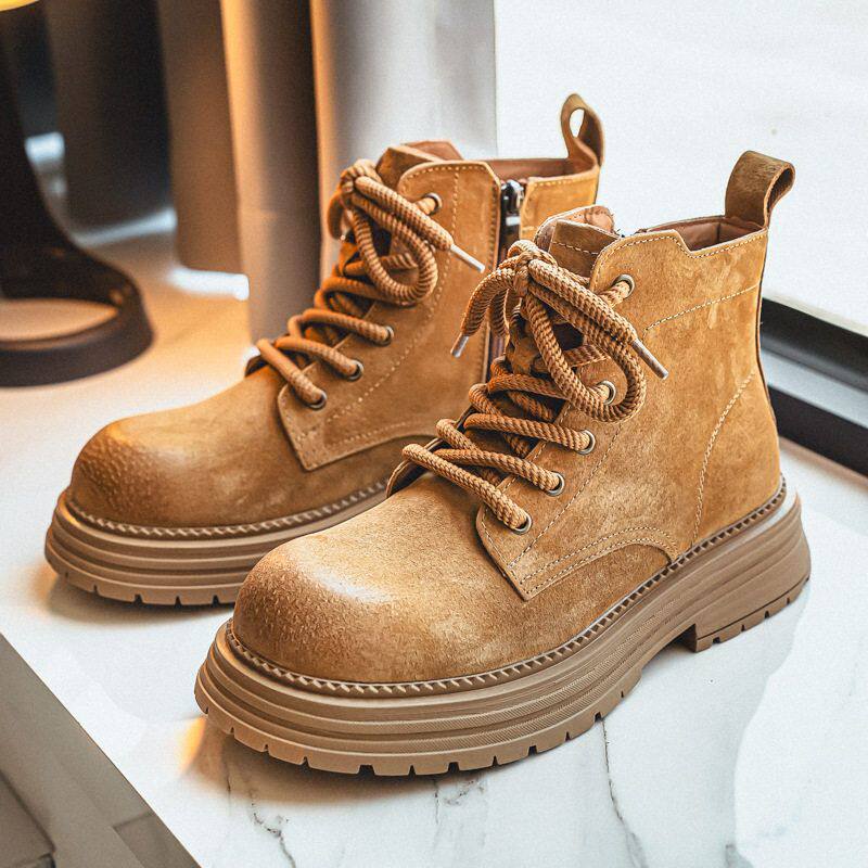 新款2025英伦风户外靴靴高帮工装沙漠大黄秋季男情侣男鞋靴马丁靴