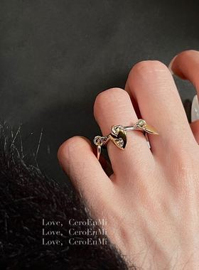 CeroEnMi 可爱反派角色爱心吊坠镶嵌锆石小众戒指尾戒关节戒女