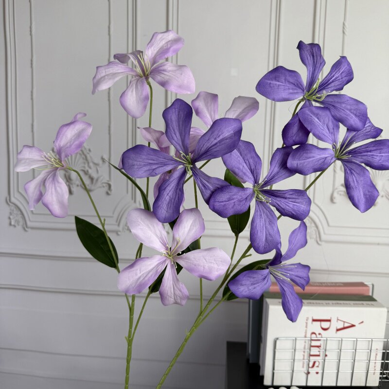 仿真紫荆花3D火焰蓝舞台路引仿真花迎宾区背景墙插花装饰绢花