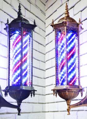 亮艺美复古美发led发廊转灯挂墙壁超亮理发店门头户外防水旋转灯