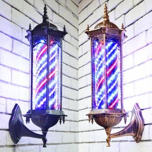 亮艺美复古美发led发廊转灯挂墙壁超亮理发店门头户外防水旋转灯