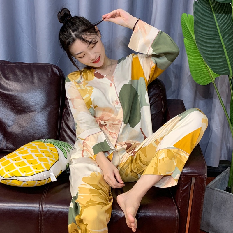 春秋长袖棉绸贡缎天丝棉甜美睡衣10-13新券
