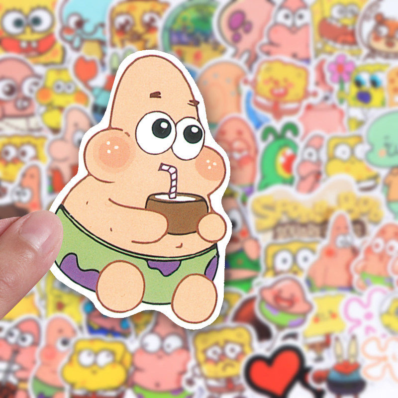 115张海绵宝宝派大星贴纸可爱卡通DIY手机笔记本电脑手帐头盔装