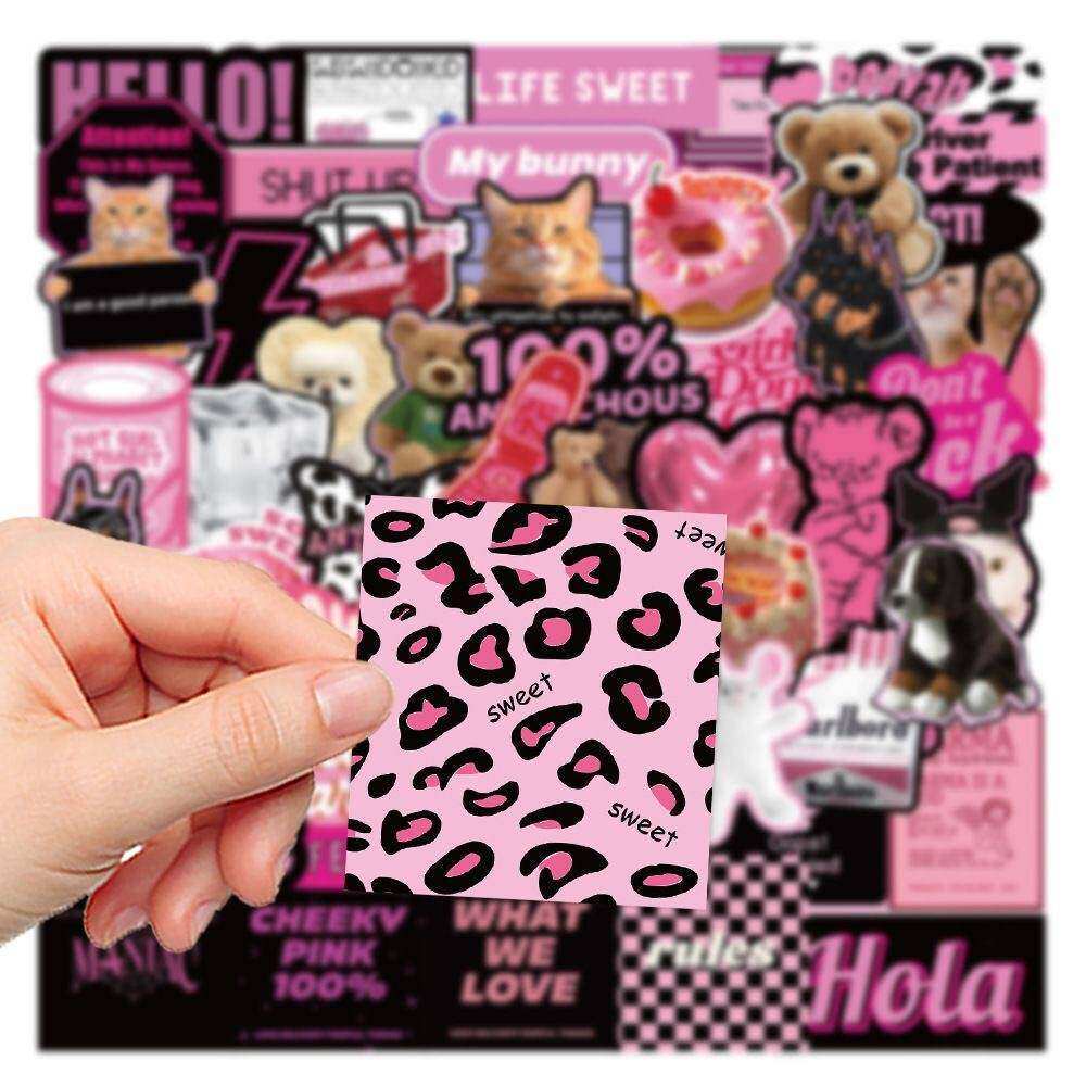 手机粉墨英文贴纸笔记本行李箱手账少女心电脑ins风DIY110张装饰