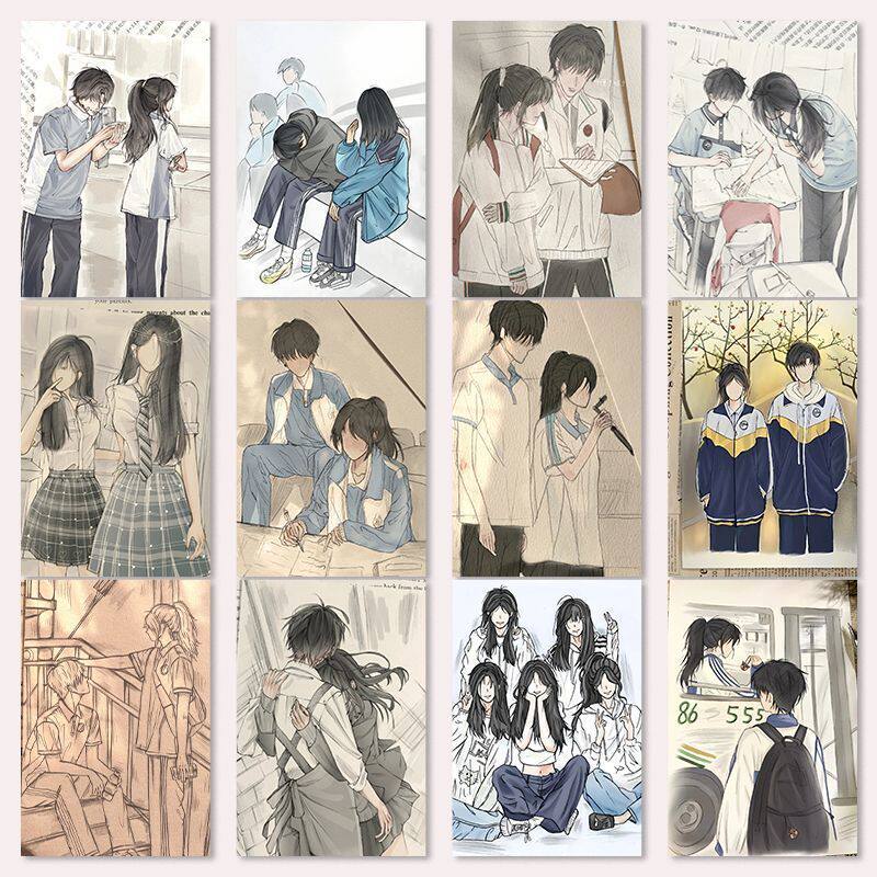 64张青春校园情侣贴纸ins风行李箱手机手帐笔记本电脑装饰DIY