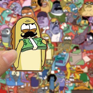 100张表情包沙雕比奇堡路丑鱼手机壳diy手账人鱼搞笑贴纸装饰贴画