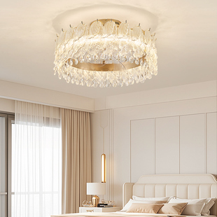 2025新款 带风扇吸顶灯奶油风 风扇灯客厅房间水晶灯轻奢卧室灯新款