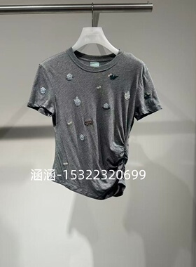 63折D家2025夏款专柜正品深灰色T恤2J2B352-1099