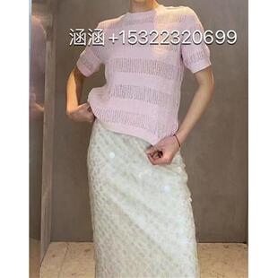 JS/jsister-2024夏新款专柜正品粉红色针织衫上衣S421104194-769