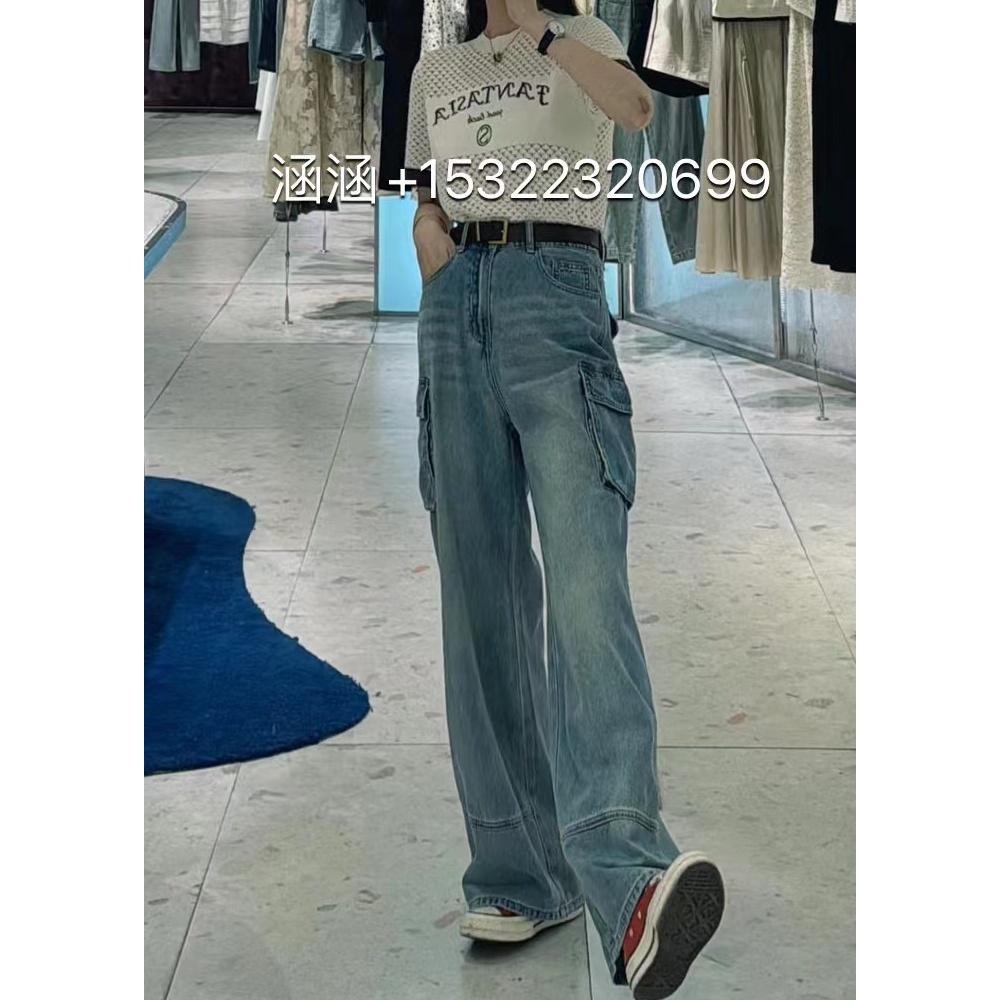 jsister 2024夏装专柜新款JS浅色阔腿牛仔裤 S424210474-799