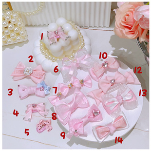 宠物碎毛梳夹丝带蝴蝶结狗狗发饰马尔济斯比熊约克夏青蛙夹粉色系