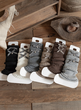 25154儿童袜子秋冬款女童袜套儿童护膝保暖腿套蝴蝶结堆堆袜