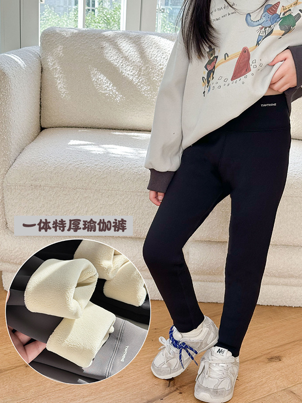 咘米儿新款儿童鲨鱼裤一体加绒加厚显瘦学生高腰女童瑜伽裤