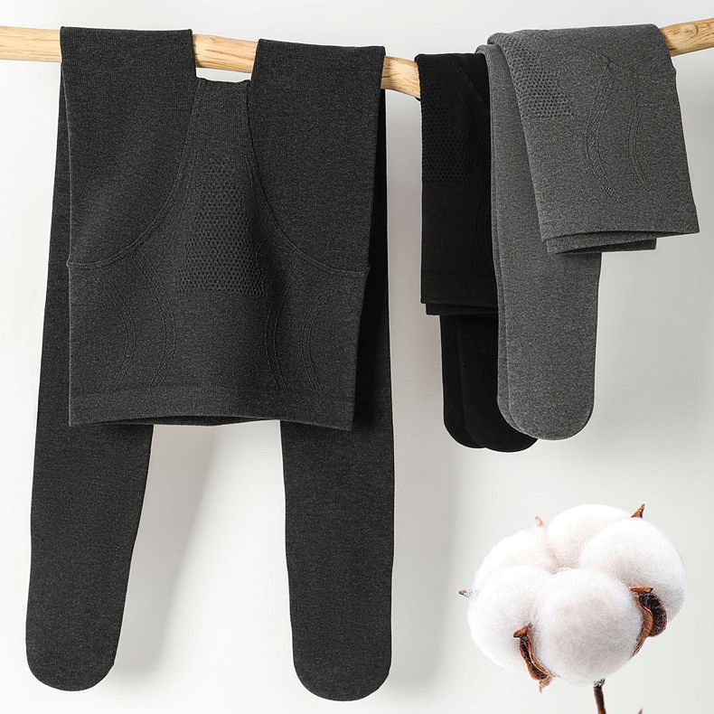 tutu1586棉高腰收腹提臀加薄绒厚款打底裤秋冬竖条纹女灰色连裤袜