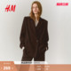 通勤质感学院风双排扣平驳领宽松西服外套1232584 春季 HM女装 西装