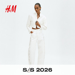 镂空刺绣牛仔裤 女装 1334189 新款 HM2026春季