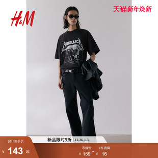 Metallica 重磅打底衫 HM男装 乐队T恤印花宽松美式 1159823 女装