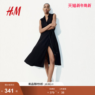 休闲腰部系带围裹式 HM2025年冬季 时尚 女装 连衣裙1285149 新款