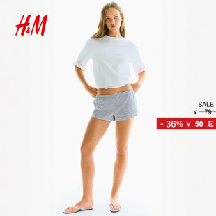 休闲松紧腰汗布短裤 HM2025年冬季 时尚 女装 1292509 新款
