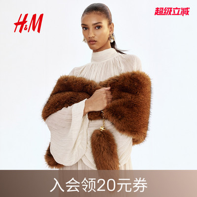 HM2025秋冬新款女士时尚保暖毛茸围巾1310023