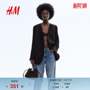 无领休闲西装 女装 1324682 新款 HM2026春季