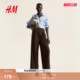 西裤 裤 春季 饰松紧高腰正装 1224090 通勤金属扣环装 HM女装