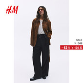 休闲休闲配宽腰带长裤 时尚 1271009 女装 HM春季