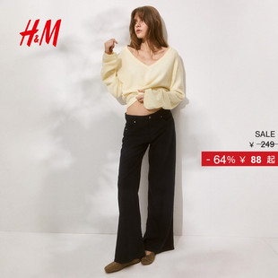 休闲裤 柔软混纺阔腿裤 2025年秋季 亚麻潮流时尚 1262014 新品 HM女装