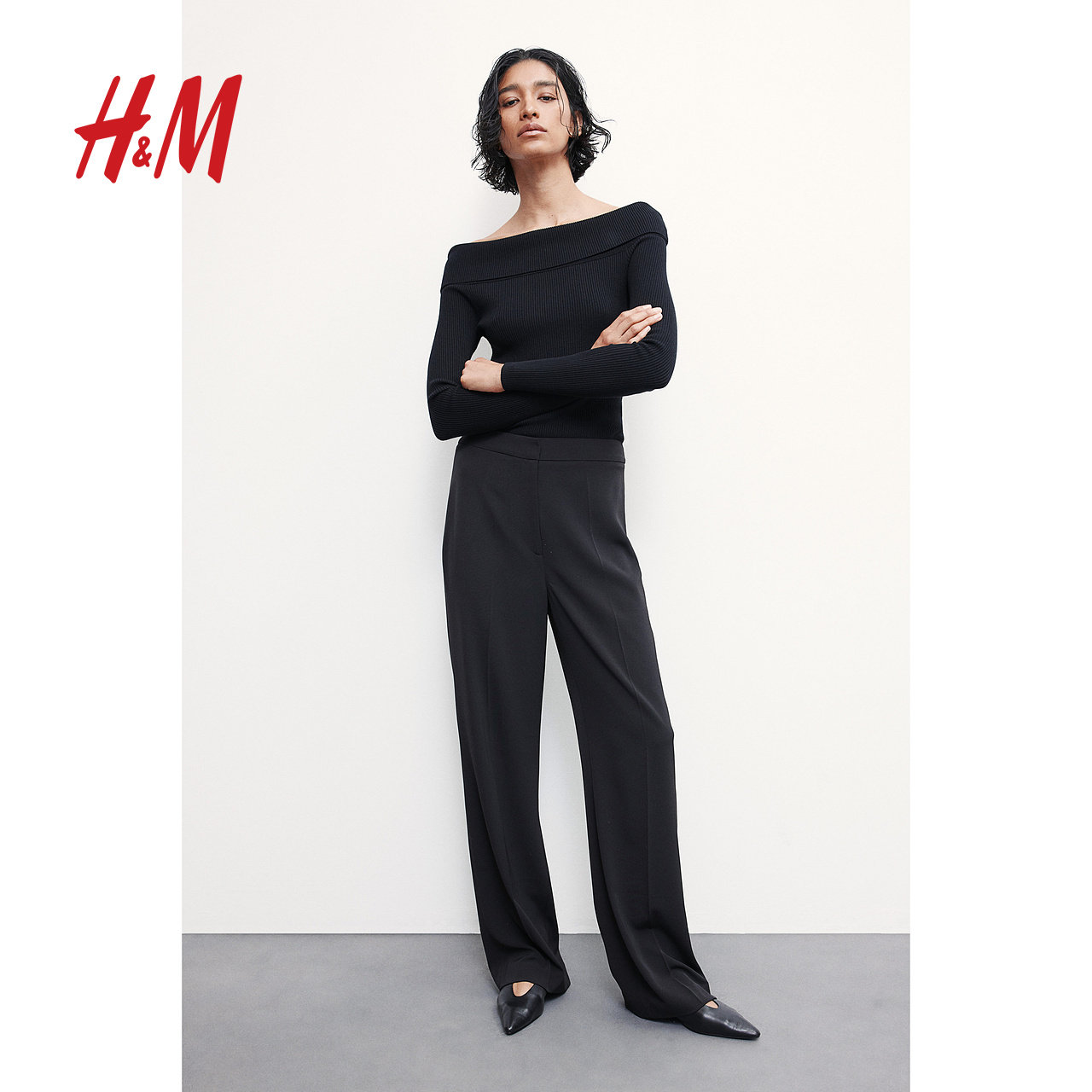 hm女装休闲裤时尚阔腿裤图片