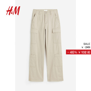 裤 直筒工装 子冬季 简约宽松长款 1195329 时尚 HM女装