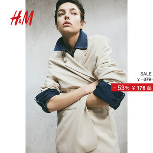 大廓形休闲单排扣长袖 冬季 西服外套1217451 西装 HM女装