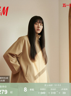 HM女装夹克2026新款高智感轻薄翻领灯芯绒拼接夹克1000078