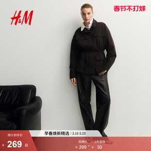 HM2026春季新款女装罗马布外套1336773