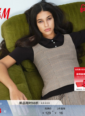 HM冬季女装斜纹布背心1321243
