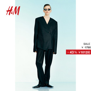 春季 H&MStudio 西装 S女装 羊毛混纺不对称外套1268419