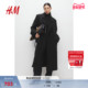 保暖长款 HM女装 毛呢外套冬季 加厚气质长大衣老钱风风衣1240720