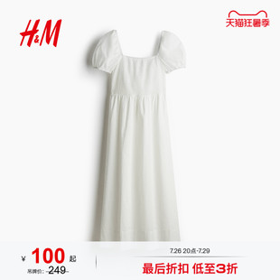 HM2026夏季新款女装泡泡袖棉质连衣裙1275443