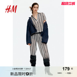 HM女装 镂空图案有领上衣1281907 T恤2025年秋季 新款