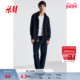 衬衫 冬季 新款 HM男装 翻领纹理感长袖 衬衣休闲薄外套上衣1251263