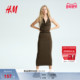 女装 HM2026春季 新款 垂褶挂脖连衣裙1321305
