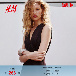 无袖 女装 缎质连衣裙1328032 新款 HM2026春季