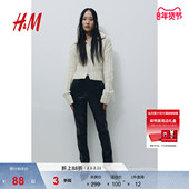 1208008 HM女装 时尚 裤 气质高腰休闲涂层西裤 子冬季