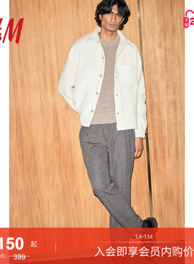 HM男士外套冬季宽松版型圈绒外套式衬衫1251284