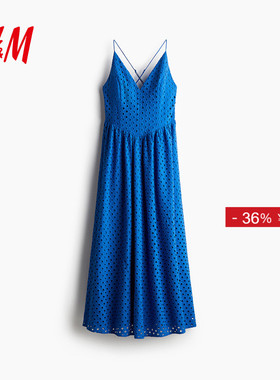 HM春季女装镂空刺绣吊带连衣裙1291738