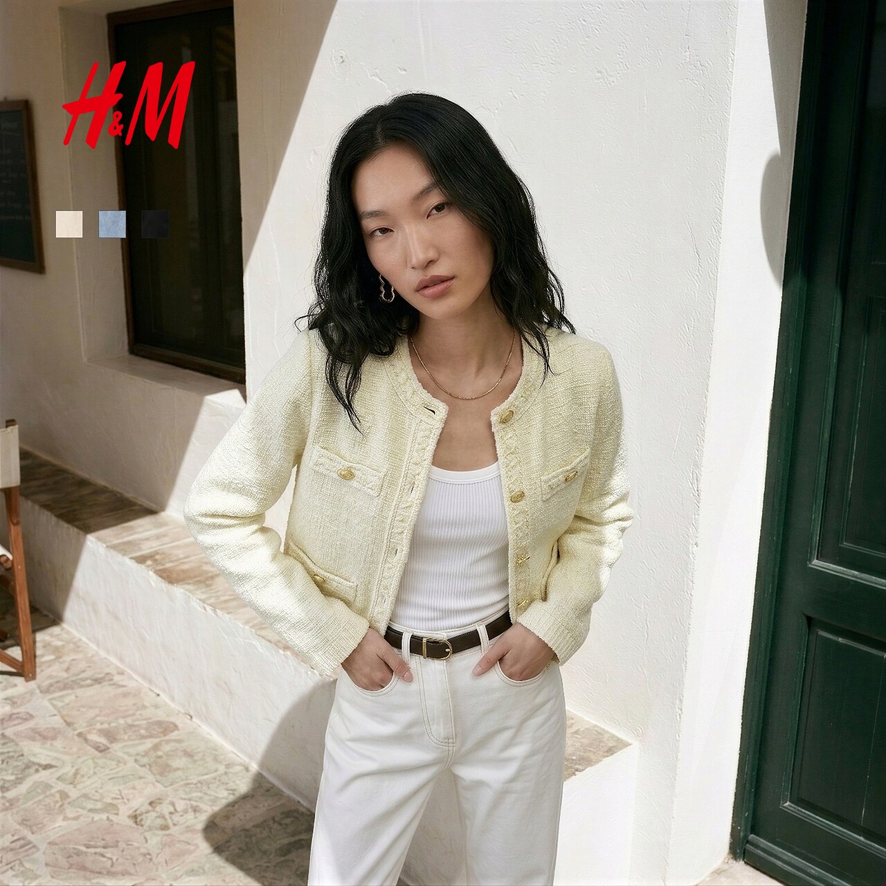 HM2026秋季新款女装圆领小香针织短开衫温柔肌理感外套1000186图片
