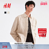 外套1307983 夹克翻领纽扣教练夹克帆布衬衫 新年系列 HM男装