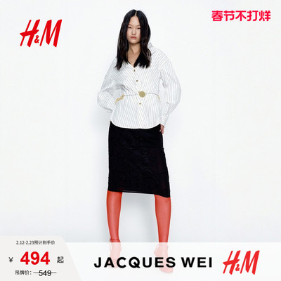 JACQUES WEI H&M女装半身裙2026春季新款钉珠刺绣半身裙1320567